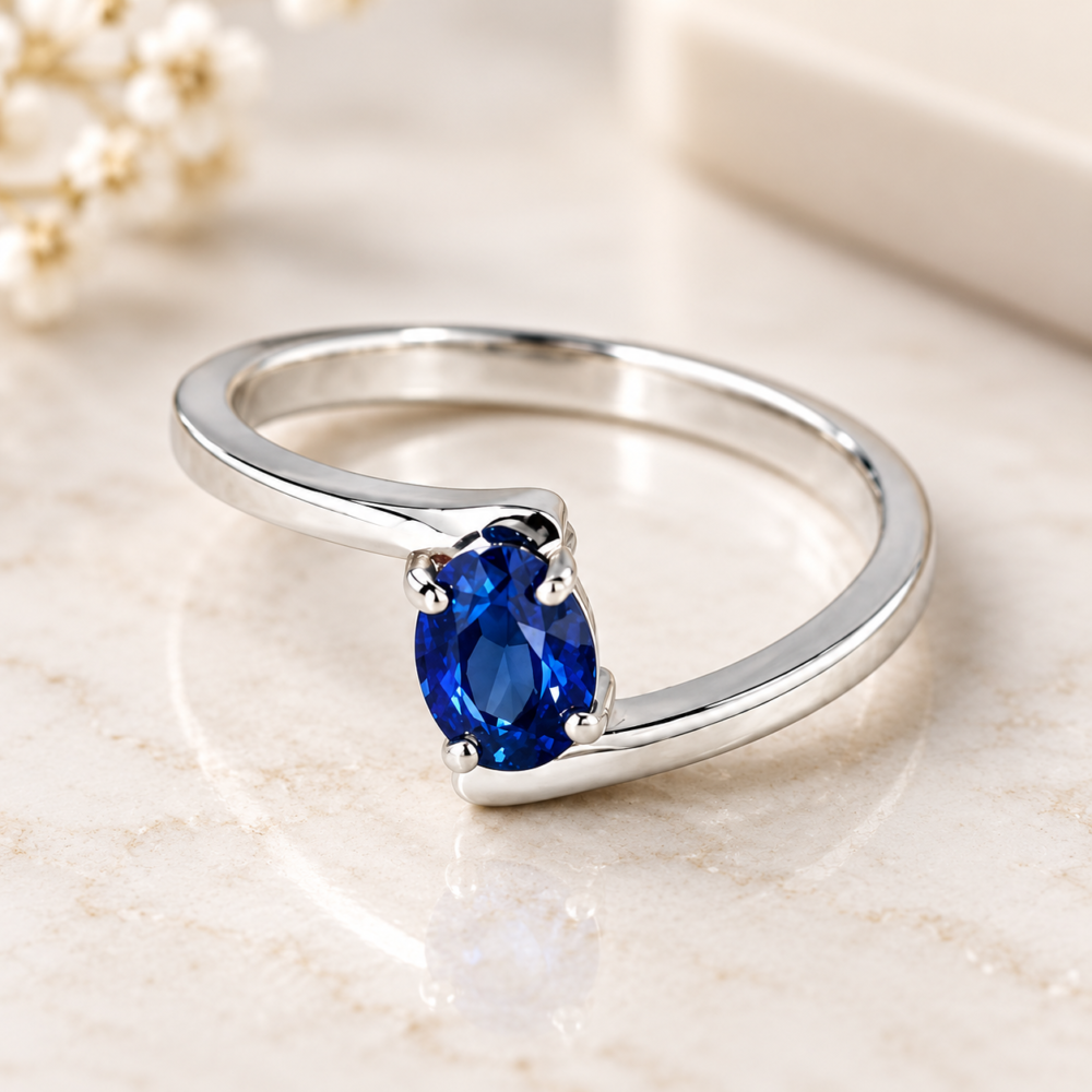 Elegant Blue Sapphire Silver Ring Elegant Blue Sapphire Silver Ring